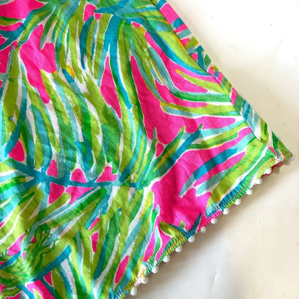 LILLY PULITZER Enna Off Shoulder Girl Mini Dress in Tiki Pink Royal Lime Size XL